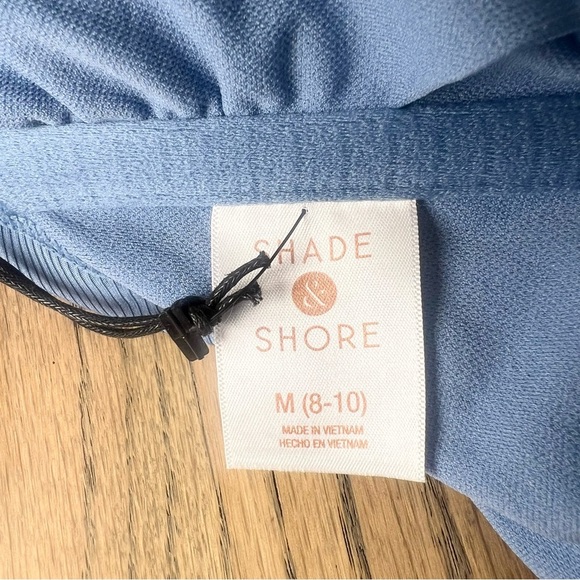 NWT Shade & Shore Women’s Shirred Ribbed Bandeau Cheeky One Piece Swimsuit Sz M - Picture 11 of 12